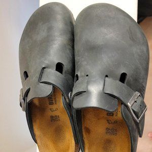 Birkenstock Oiled Leather Black Boston Size 39